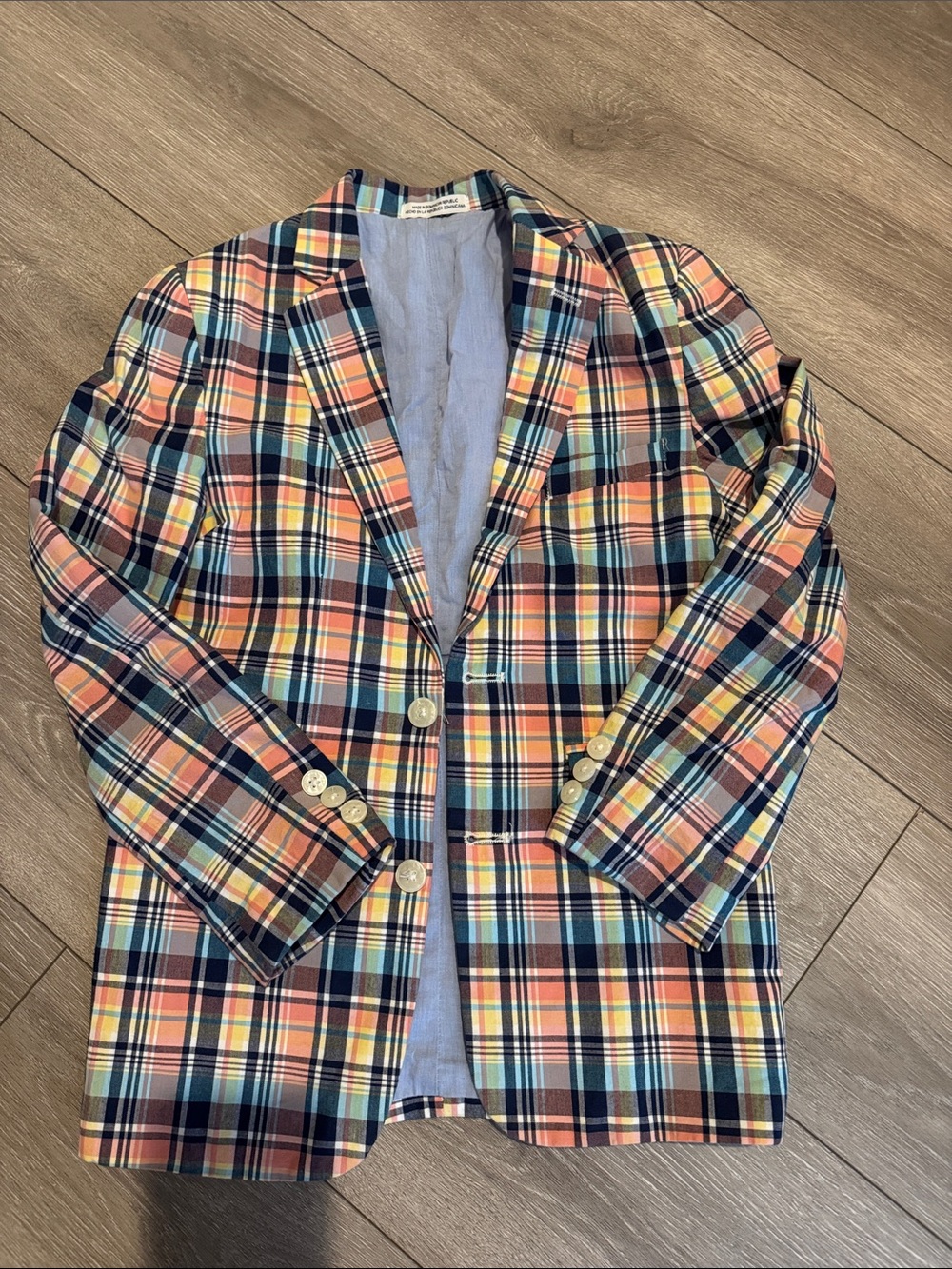 Izod Men's Multi-Color Plaid Sport Coat - Navy, Peach, Yellow